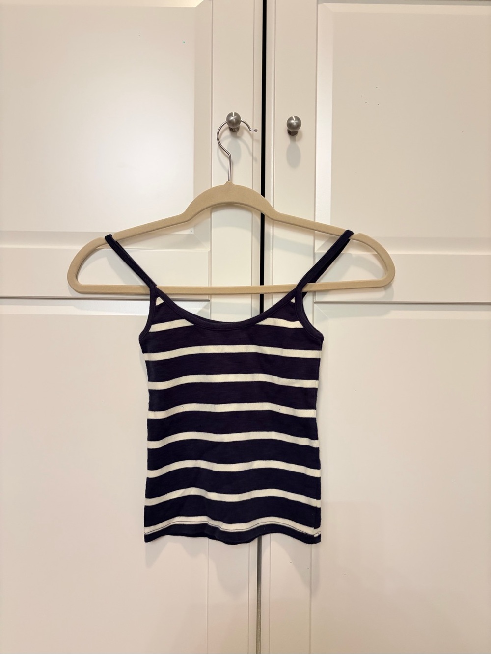Subdued Striped Navy and White Spaghetti Strap Tank Top (Never Worn)